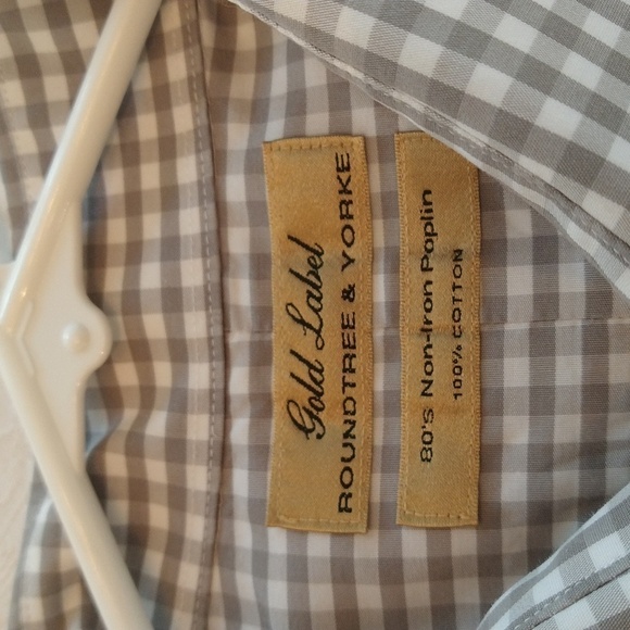 Roundtree Yorke Gold label men's grey no iron long sleeve shirt 16 1/2 x35 - Picture 3 of 4